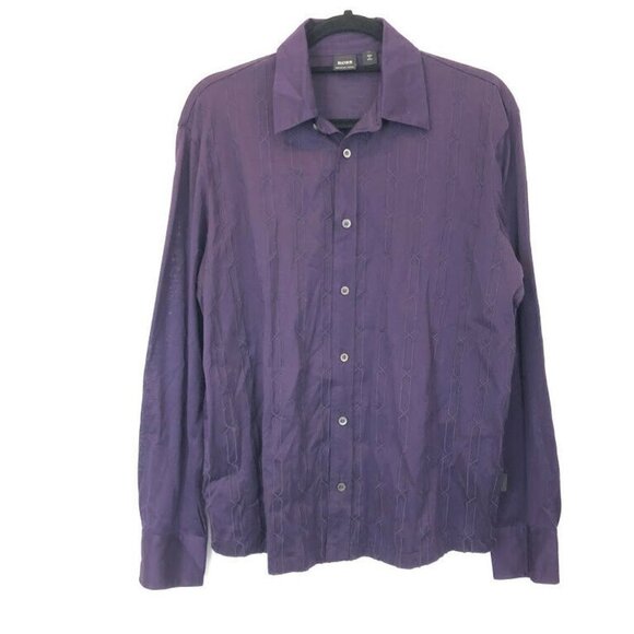 Hugo Boss Long Sleeve Button Down Purple Opera M - Picture 7 of 8